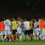 01/09/2019.LECCE-VERONA.LA SQUADRA ESULTA A FINE GARA.SILPRESS
