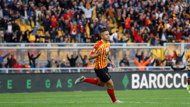 LECCE CAMPIONATO 2019-2020 ESULTANZA LAPADULA MICHEL CAPUTO/SILPRESS
