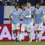 FERRARA - ITALY, 04-11-19 — FOTO DI SILPRESS / CASTALDI — 4° di COPPA ITALIA 2019-2020 — STADIO PAOLO MAZZA — SPAL VS LECCE — NELLA FOTO: ESULTANZA DOPO IL GOAL SERGIO FLOCCARI (SPAL)