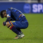 FERRARA - ITALY, 04-11-19 — FOTO DI SILPRESS / CASTALDI — 4° di COPPA ITALIA 2019-2020 — STADIO PAOLO MAZZA — SPAL VS LECCE — NELLA FOTO: BRAYAN VERA (LECCE) DISPERATO A FINE PARTITA