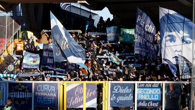 LECCE SPAL CAMPIONATO 2019-2020 15/02/2020 SCIARPATA SETTORE OSPITI MICHEL CAPUTO/SILPRESS