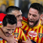 LECCE CAMPIONATO 2019-2020 ESULTANZA SOTTO LA CURVA MICHEL CAPUTO/SILPRESS
