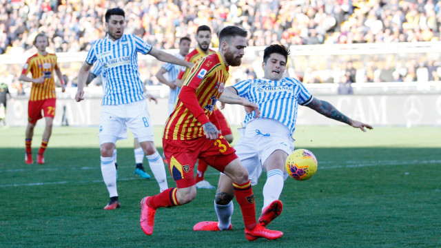 LECCE-SPAL 15-02-2020. CAMPIONATO 2019-2020 FALLO RIGORE SU ZAN MAJER. MICHEL CAPUTO/SILPRESS