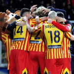 LECCE CAMPIONATO 2019-2020 ESULTANZA COLLETTIVA MICHEL CAPUTO/SILPRESS