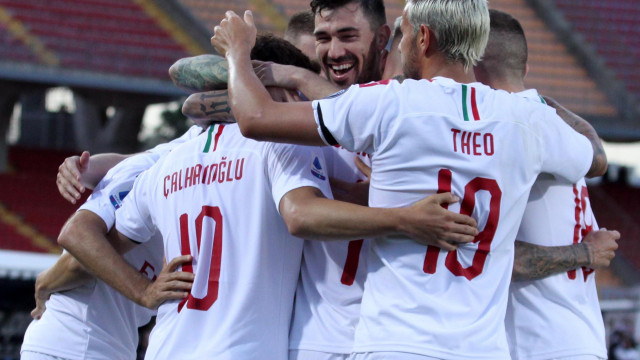 22/06/2020.CAMPIONATO SERIE A. LECCE-MILAN. ESULTANZA DEL MILAN DOPO IL GOL DI SAMU CASTILLEJO. SILPRESS