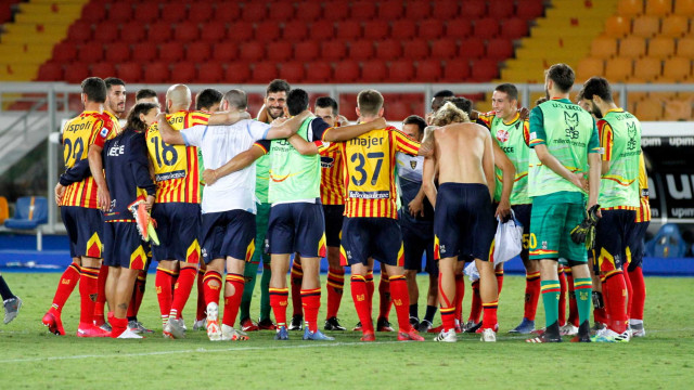 LECCE LAZIO CAMPIONATO 2019-2020 07/07/2020 ABBRACCIO FINALE MICHEL CAPUTO/SILPRESS