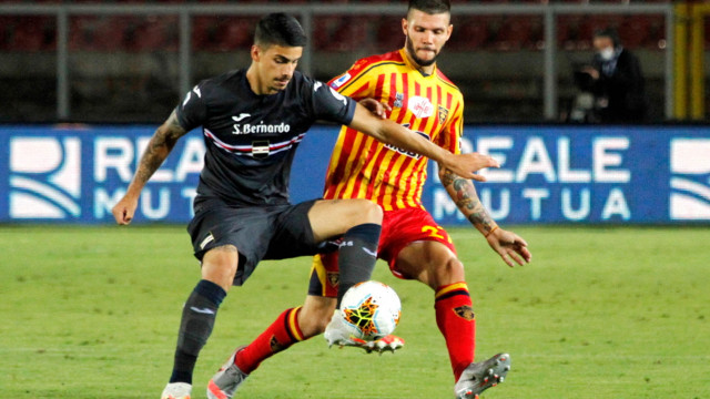 LECCE SAMPDORIA CAMPIONATO 2019-2020 01/07/2020 SCONTRO CALDERONI MICHEL CAPUTO/SILPRESS