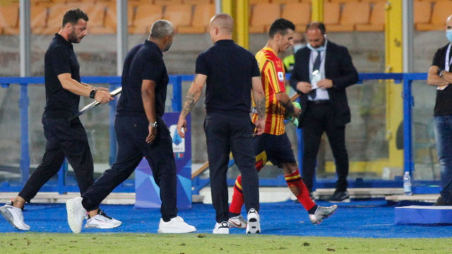 LECCE BRESCIA CAMPIONATO 2019-2020 22/07/2020 LIVERANI RIMPROVERO FALCO MICHEL CAPUTO/SILPRESS