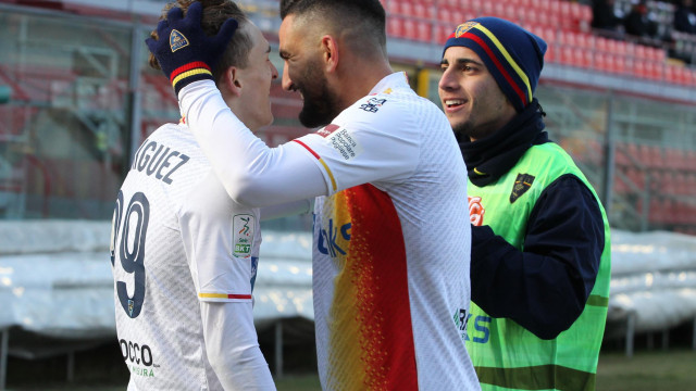 Cremona 13 / 02 / .2021, campionato serie BKT 2020-21 - 23 GIORNATA STADIO GIOVANNI ZINI / MORONI -SILPRESS -CREMONESE - LECCE nella foto - PABLO RODRIGUEZ ESULTANZA GOAL 1-2