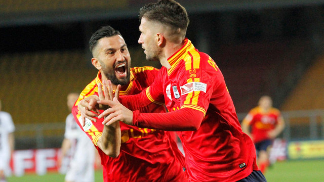LECCE STAGIONE 2020-2021 LECCE-SALERNITANA 02/04/2021 PETTINARI E CODA ESULTANZA MICHEL CAPUTO/SILPRESS