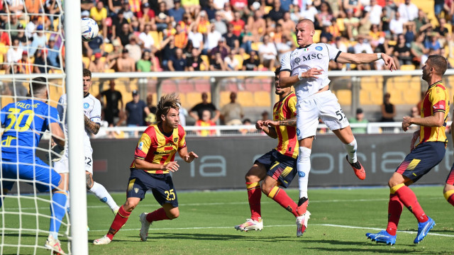 Ci Lecce 30/09/2023 - campionato di calcio serie A / Lecce-Napoli / foto Carmelo Imbesi/Image Sport
nella foto: gol Leo Ostigard