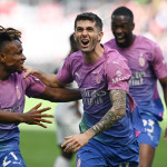 Db Milano 06/04/2024 - campionato di calcio serie A / Milan-Lecce / foto Daniele Buffa/Image Sport
nella foto: esultanza gol Christian Pulisic pulisic