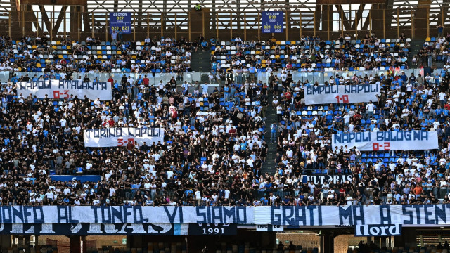 Ci Napoli 26/05/2024 - campionato di calcio serie A / Napoli-Lecce / foto Carmelo Imbesi/Image Sport
nella foto: striscione tifosi Napoli napoli lecce