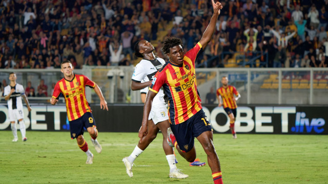 L'esultanza di Dorgu dopo il sigillo al Parma lecce parma 2 (7) dorgu