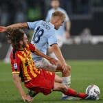 As Roma 25/05/2025 - campionato di calcio serie A / Lazio-Lecce / foto Antonello Sammarco/Image Sport
nella foto: Gustav Isaksen-Antonino Gallo