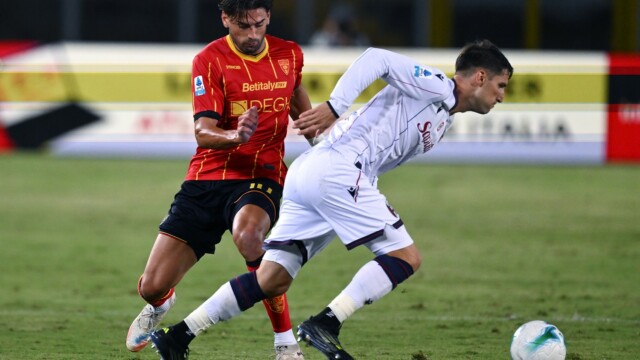 Ci Lecce 28/09/2025 - campionato di calcio serie A / Lecce-Bologna / foto Carmelo Imbesi/Image Sport
nella foto: Santiago Perotti-Juan Miranda