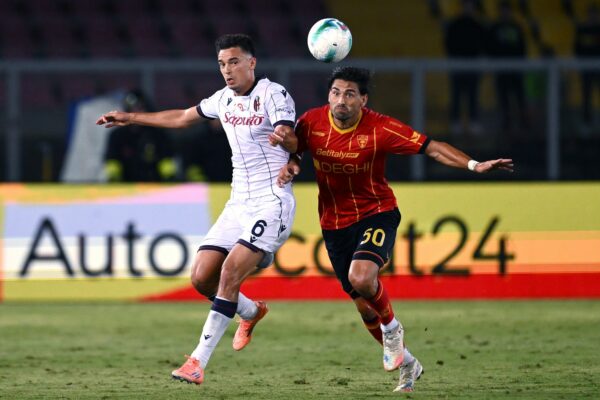Ci Lecce 28/09/2025 - campionato di calcio serie A / Lecce-Bologna / foto Carmelo Imbesi/Image Sport
nella foto: Nikola Moro-Santiago Perotti